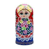 Maxbell 7 Pieces Nesting Doll Wood Stacking Nested Set for Gift Room Home Decoration blue
