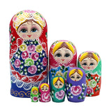 Maxbell 7 Pieces Nesting Doll Wood Stacking Nested Set for Gift Room Home Decoration blue