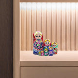 Maxbell 7 Pieces Nesting Doll Wood Stacking Nested Set for Gift Room Home Decoration blue