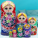 Maxbell 7 Pieces Nesting Doll Wood Stacking Nested Set for Gift Room Home Decoration blue