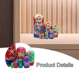 Maxbell 7 Pieces Nesting Doll Wood Stacking Nested Set for Gift Room Home Decoration blue