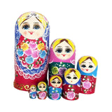 Maxbell 7 Pieces Nesting Doll Wood Stacking Nested Set for Gift Room Home Decoration red