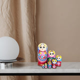 Maxbell 7 Pieces Nesting Doll Wood Stacking Nested Set for Gift Room Home Decoration red