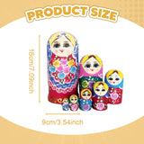 Maxbell 7 Pieces Nesting Doll Wood Stacking Nested Set for Gift Room Home Decoration red