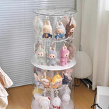 Maxbell Clear Figure Display Case Elegant for Collectibles Mini Action Figures Dolls White