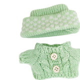 Maxbell 2 Pieces Plush Doll Sweater and Hat Doll Clothes for 5.91inch 6.69inch Dolls green