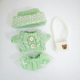 Maxbell 2 Pieces Plush Doll Sweater and Hat Doll Clothes for 5.91inch 6.69inch Dolls green