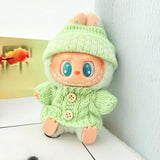 Maxbell 2 Pieces Plush Doll Sweater and Hat Doll Clothes for 5.91inch 6.69inch Dolls green