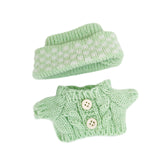 Maxbell 2 Pieces Plush Doll Sweater and Hat Doll Clothes for 5.91inch 6.69inch Dolls green