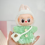 Maxbell 2 Pieces Plush Doll Sweater and Hat Doll Clothes for 5.91inch 6.69inch Dolls green