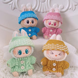 Maxbell 2 Pieces Plush Doll Sweater and Hat Doll Clothes for 5.91inch 6.69inch Dolls green