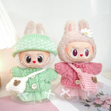 Maxbell 2 Pieces Plush Doll Sweater and Hat Doll Clothes for 5.91inch 6.69inch Dolls green