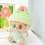 Maxbell 2 Pieces Plush Doll Sweater and Hat Doll Clothes for 5.91inch 6.69inch Dolls green