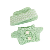 Maxbell 2 Pieces Plush Doll Sweater and Hat Doll Clothes for 5.91inch 6.69inch Dolls green