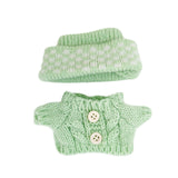 Maxbell 2 Pieces Plush Doll Sweater and Hat Doll Clothes for 5.91inch 6.69inch Dolls green