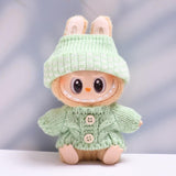 Maxbell 2 Pieces Plush Doll Sweater and Hat Doll Clothes for 5.91inch 6.69inch Dolls green