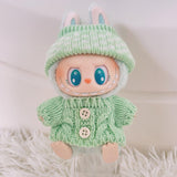 Maxbell 2 Pieces Plush Doll Sweater and Hat Doll Clothes for 5.91inch 6.69inch Dolls green
