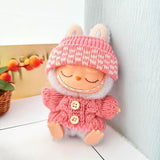 Maxbell 2 Pieces Plush Doll Sweater and Hat Doll Clothes for 5.91inch 6.69inch Dolls pink