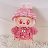 Maxbell 2 Pieces Plush Doll Sweater and Hat Doll Clothes for 5.91inch 6.69inch Dolls pink
