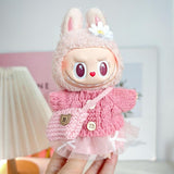 Maxbell 2 Pieces Plush Doll Sweater and Hat Doll Clothes for 5.91inch 6.69inch Dolls pink