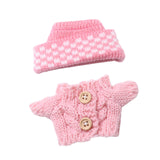 Maxbell 2 Pieces Plush Doll Sweater and Hat Doll Clothes for 5.91inch 6.69inch Dolls pink