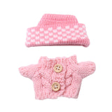 Maxbell 2 Pieces Plush Doll Sweater and Hat Doll Clothes for 5.91inch 6.69inch Dolls pink