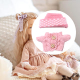 Maxbell 2 Pieces Plush Doll Sweater and Hat Doll Clothes for 5.91inch 6.69inch Dolls pink