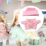 Maxbell 2 Pieces Plush Doll Sweater and Hat Doll Clothes for 5.91inch 6.69inch Dolls pink