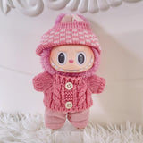Maxbell 2 Pieces Plush Doll Sweater and Hat Doll Clothes for 5.91inch 6.69inch Dolls pink