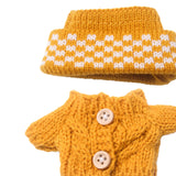 Maxbell 2 Pieces Plush Doll Sweater and Hat Doll Clothes for 5.91inch 6.69inch Dolls yellow