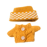 Maxbell 2 Pieces Plush Doll Sweater and Hat Doll Clothes for 5.91inch 6.69inch Dolls yellow
