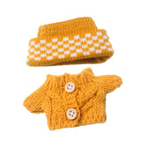 Maxbell 2 Pieces Plush Doll Sweater and Hat Doll Clothes for 5.91inch 6.69inch Dolls yellow