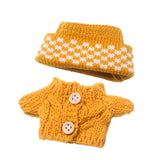 Maxbell 2 Pieces Plush Doll Sweater and Hat Doll Clothes for 5.91inch 6.69inch Dolls yellow