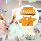 Maxbell 2 Pieces Plush Doll Sweater and Hat Doll Clothes for 5.91inch 6.69inch Dolls yellow