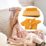 Maxbell 2 Pieces Plush Doll Sweater and Hat Doll Clothes for 5.91inch 6.69inch Dolls yellow