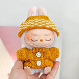 Maxbell 2 Pieces Plush Doll Sweater and Hat Doll Clothes for 5.91inch 6.69inch Dolls yellow