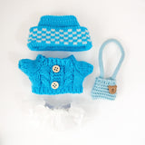 Maxbell 2 Pieces Plush Doll Sweater and Hat Doll Clothes for 5.91inch 6.69inch Dolls blue