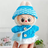Maxbell 2 Pieces Plush Doll Sweater and Hat Doll Clothes for 5.91inch 6.69inch Dolls blue