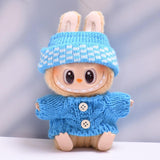 Maxbell 2 Pieces Plush Doll Sweater and Hat Doll Clothes for 5.91inch 6.69inch Dolls blue