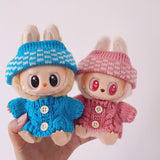 Maxbell 2 Pieces Plush Doll Sweater and Hat Doll Clothes for 5.91inch 6.69inch Dolls blue