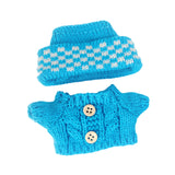 Maxbell 2 Pieces Plush Doll Sweater and Hat Doll Clothes for 5.91inch 6.69inch Dolls blue