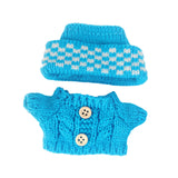 Maxbell 2 Pieces Plush Doll Sweater and Hat Doll Clothes for 5.91inch 6.69inch Dolls blue