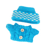 Maxbell 2 Pieces Plush Doll Sweater and Hat Doll Clothes for 5.91inch 6.69inch Dolls blue