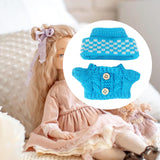Maxbell 2 Pieces Plush Doll Sweater and Hat Doll Clothes for 5.91inch 6.69inch Dolls blue