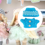 Maxbell 2 Pieces Plush Doll Sweater and Hat Doll Clothes for 5.91inch 6.69inch Dolls blue