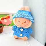 Maxbell 2 Pieces Plush Doll Sweater and Hat Doll Clothes for 5.91inch 6.69inch Dolls blue