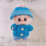 Maxbell 2 Pieces Plush Doll Sweater and Hat Doll Clothes for 5.91inch 6.69inch Dolls blue