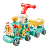 Steam Train Baby Walker Gift Indoor Outdoor Ride on Toy for 6-12 Months Kids Blue