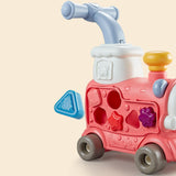 Steam Train Baby Walker Gift Indoor Outdoor Ride on Toy for 6-12 Months Kids Pink