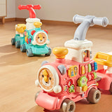 Steam Train Baby Walker Gift Indoor Outdoor Ride on Toy for 6-12 Months Kids Pink